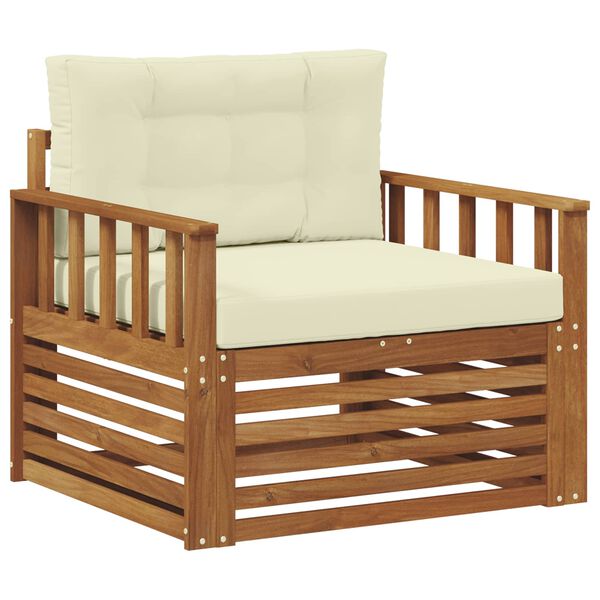 vidaXL Buiten bankenset Massief Acaciahout en Polyester Naturel