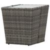 vidaXL Theetafel 41,5x41,5x43 cm poly rattan en gehard glas grijs