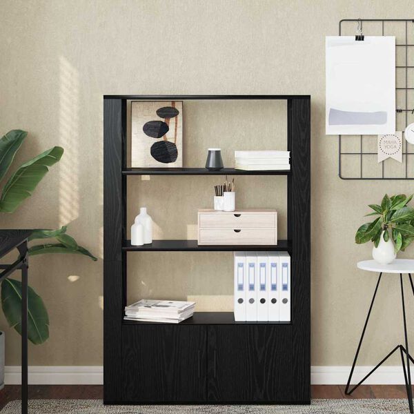 vidaXL Dressoir Zwart eiken 30 x 80 x 119,5 cm Bewerkt hout