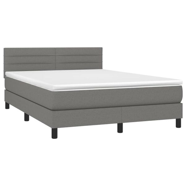 vidaXL Boxspring met matras stof donkergrijs 140x190 cm