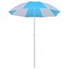 vidaXL Strandparasol/-tent 180 cm stof blauw en wit