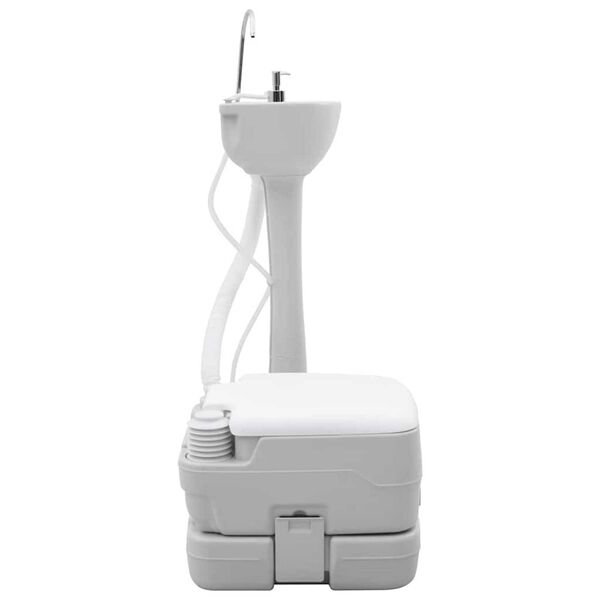 vidaXL Camping Toilet 2 pcs Grijs en Wit Hoogwaardig polyethyleen