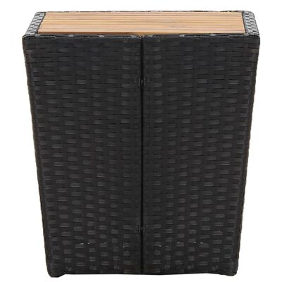 vidaXL Theetafel 41,5x41,5x43 cm poly rattan massief acaciahout zwart