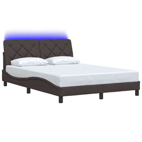 vidaXL Bedframe met LED zonder matras 120x200 cm stof donkerbruin