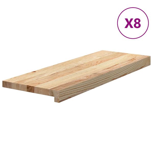 vidaXL Traptreden 8 st 70x30x2 cm onbehandeld massief eikenhout
