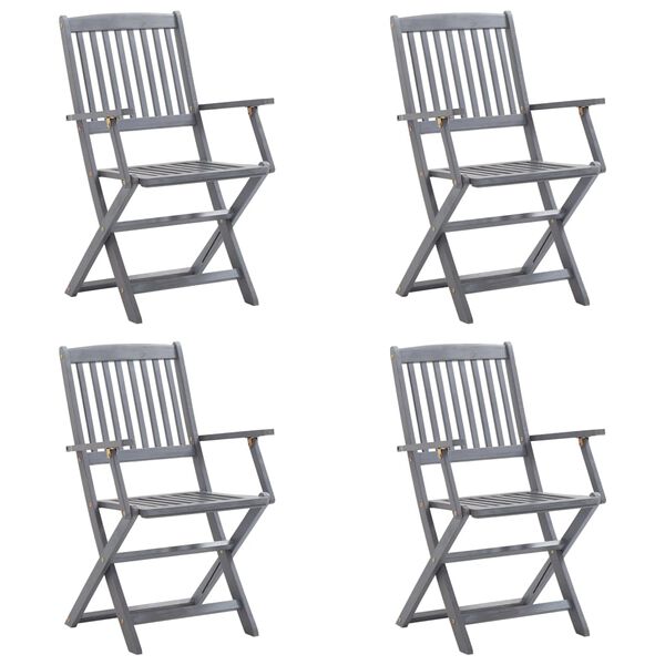 vidaXL Tuinstoelen 4 st inklapbaar met kussens massief acaciahout