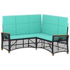 vidaXL Tuin ligbankset Zwart en Turquoise 164 x 164 x 112 cm
