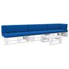 vidaXL 4-delige Loungeset pallet met kussens wit ge&iuml;mpregneerd hout