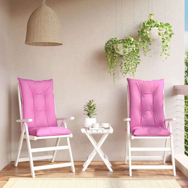 vidaXL Stoelkussens 2 st hoge rug 120x50x7 cm stof roze