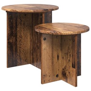 vidaXL Bijzettafelset 2 st Oud hout &Oslash; 45 x 45 cm Geconstrueerd hout