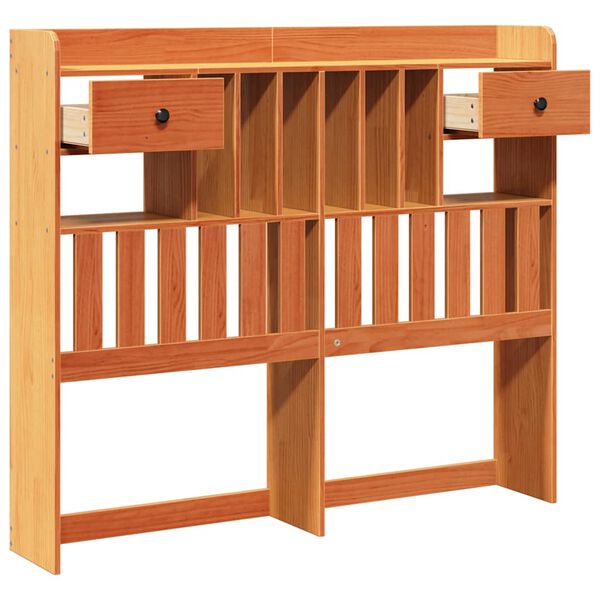 vidaXL Hoofdbord met opbergruimte 120 cm massief grenenhout wasbruin