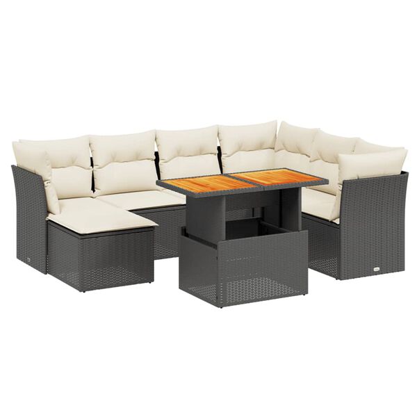 vidaXL 8-delige Loungeset met kussens poly rattan zwart