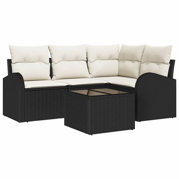 vidaXL Tuin Sofa Set 5 pcs Zwart poly rattan