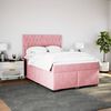 vidaXL Boxspring met matras fluweel roze 140x190 cm