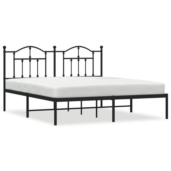 vidaXL Bedframe met hoofdbord metaal zwart 180x200 cm