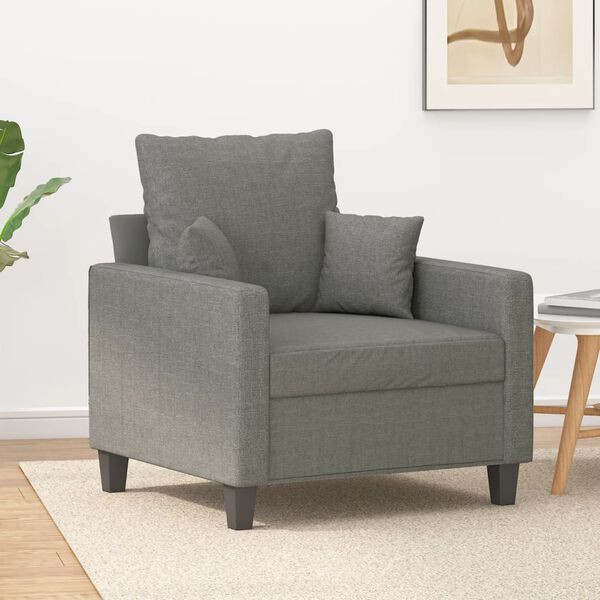 vidaXL Fauteuil 60 cm stof donkergrijs