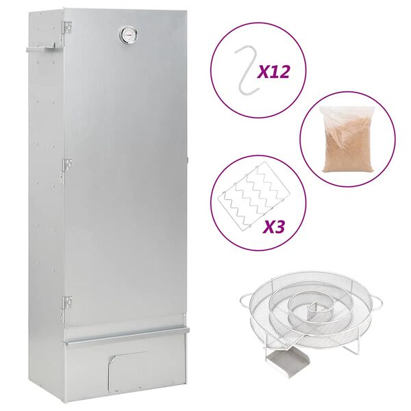 vidaXL BBQ-rookoven met koude rookgenerator gegalvaniseerd staal