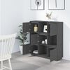 vidaXL Hoge kast 110,5x35x117 cm massief grenenhout grijs