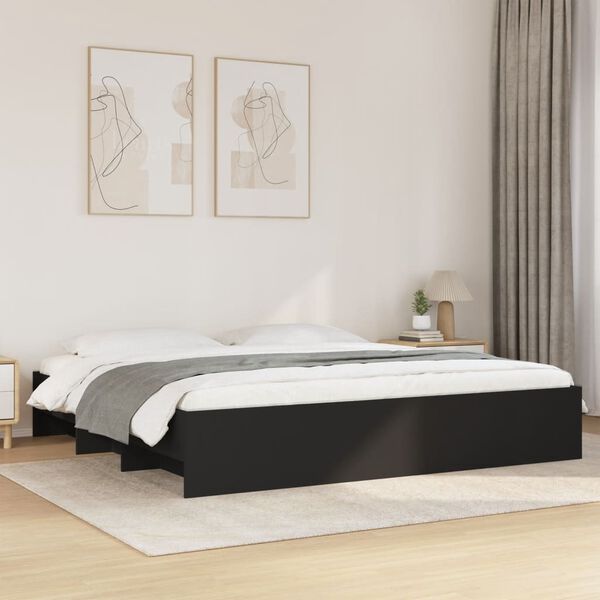 vidaXL Bedframe massief hout zwart 200x200 cm