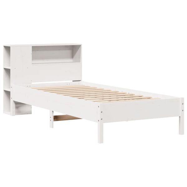 vidaXL Bed met boekenkast zonder matras grenenhout wit 90x190 cm