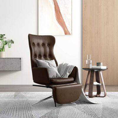 vidaXL Relaxstoel met voetensteun glanzend kunstleer bruin