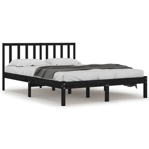 vidaXL Bedframe massief grenenhout zwart 140x190 cm