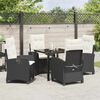 vidaXL Tuin eettafelset met kussen 5 pcs Zwart poly rattan