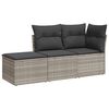 vidaXL 3-delige Loungeset met kussens poly rattan lichtgrijs