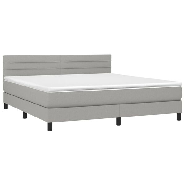 vidaXL Boxspring met matras en LED stof lichtgrijs 160x200 cm