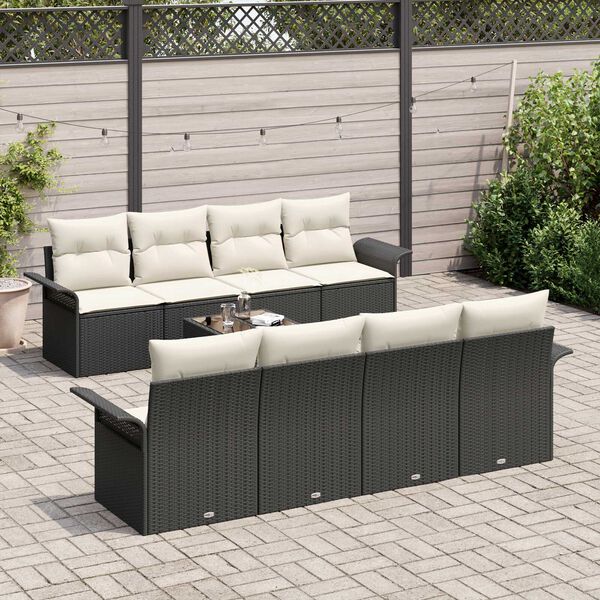 vidaXL Tuin Sofa Set 9 pcs Zwart Poly riet