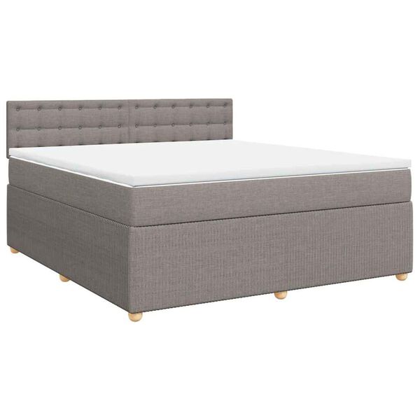 vidaXL Boxspring met matras stof taupe 180x200 cm