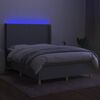vidaXL Boxspring met matras en LED stof lichtgrijs 140x190 cm