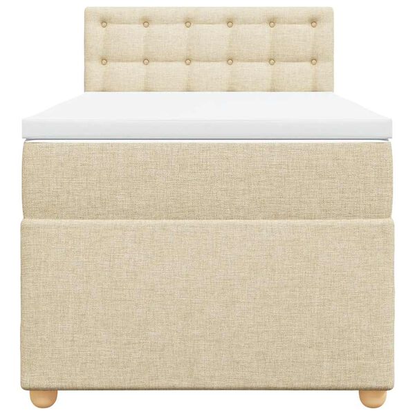 vidaXL Boxspring met matras stof cr&egrave;mekleurig 80x200 cm