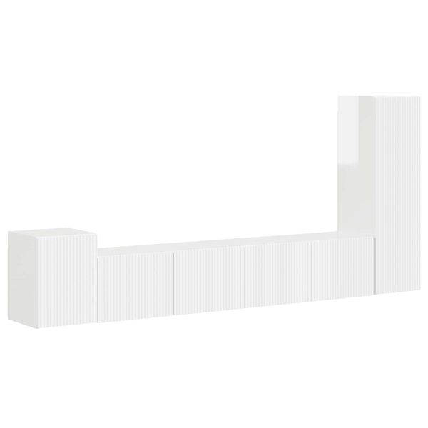 vidaXL Tv-meubelset Wandgemonteerd 3 pcs Hoogglans wit Bewerkt hout