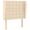 vidaXL Hoofdbord met randen 103x23x118/128 cm stof cr&egrave;mekleurig