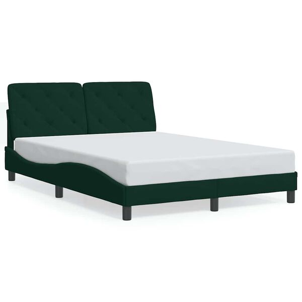 vidaXL Bedframe zonder matras 140x190 cm fluweel donkergroen