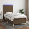 vidaXL Boxspring met matras en LED stof donkerbruin 90x190 cm