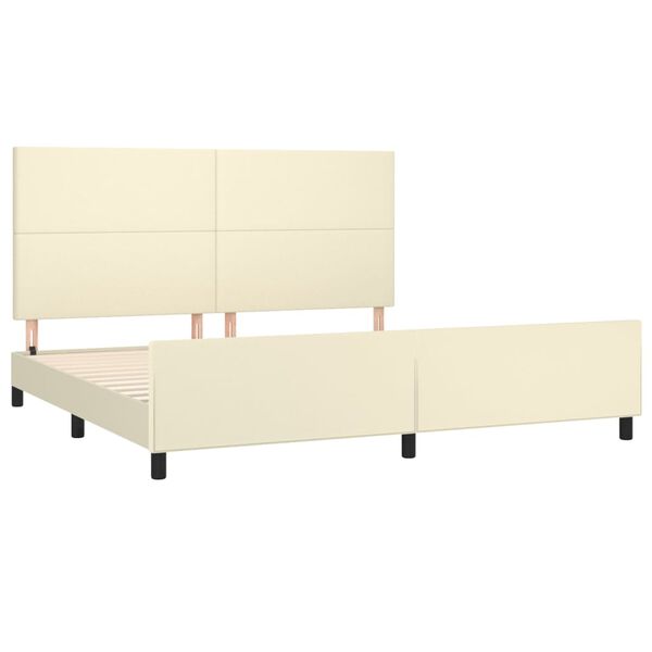 vidaXL Bedframe met hoofdbord kunstleer cr&egrave;mekleurig 200x200 cm