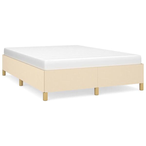 vidaXL Bedframe zonder matras stof cr&egrave;mekleurig 140x190 cm