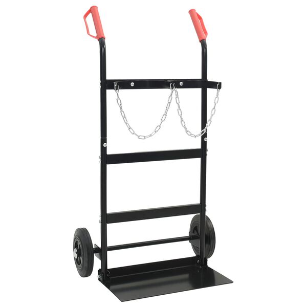 vidaXL Handtrolley Zwart en Rood 63 x 43,5 x 110 cm Staal