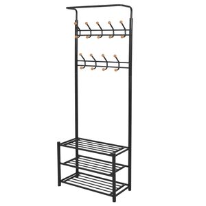 vidaXL Kledingrek met schoenenopberger 68x32x182,5 cm zwart