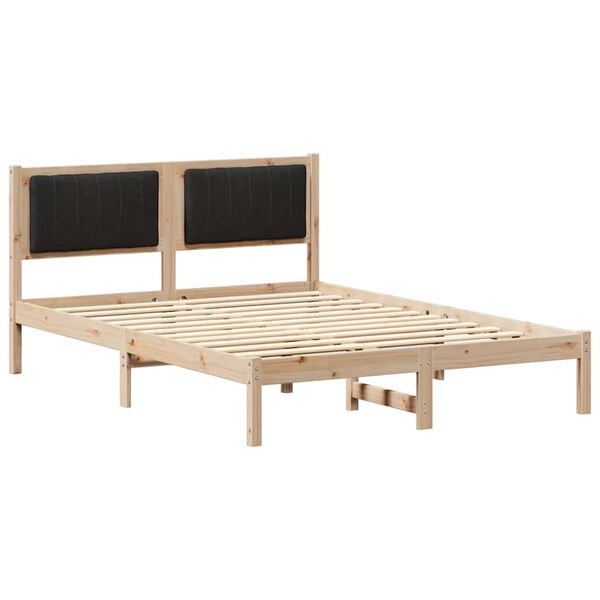 vidaXL Bedframe met Gevoerd Hoofdgedeelte Zwart 140 x 190 cm
