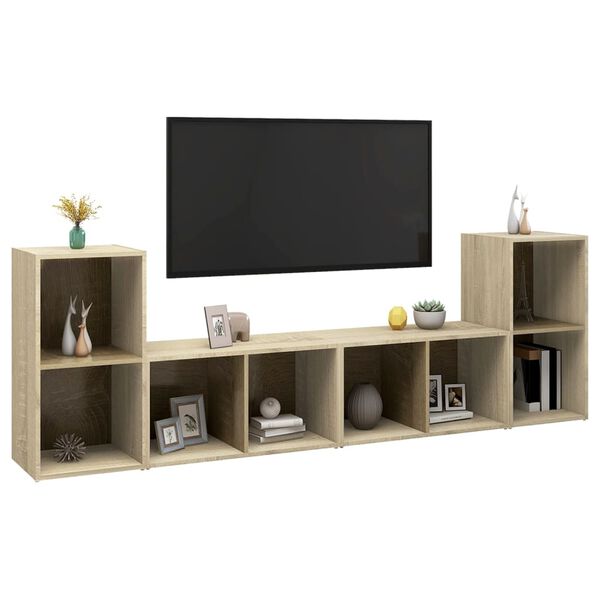 vidaXL Tv-meubelen 4 st 72x35x36,5 cm bewerkt hout sonoma eikenkleurig