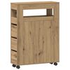 vidaXL Badkamerkast smal met wielen bewerkt hout artisanaal eiken