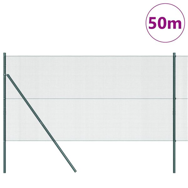 vidaXL Afrasteringspaal Groen 50 x 1 m (12 x 12 mm gaas) Staal en PVC