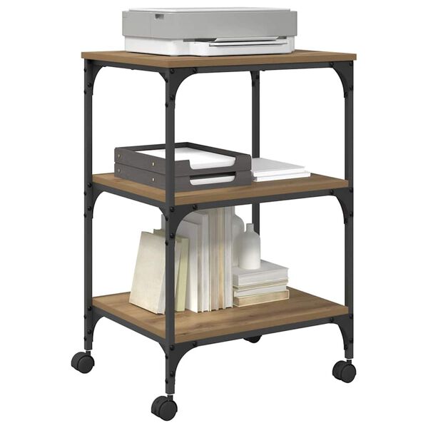 vidaXL Printerstand Artisan Eiken 50 x 41 x 75 cm Bewerkt hout