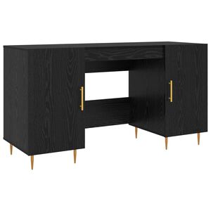 vidaXL Bureau Zwart eiken Bewerkt hout
