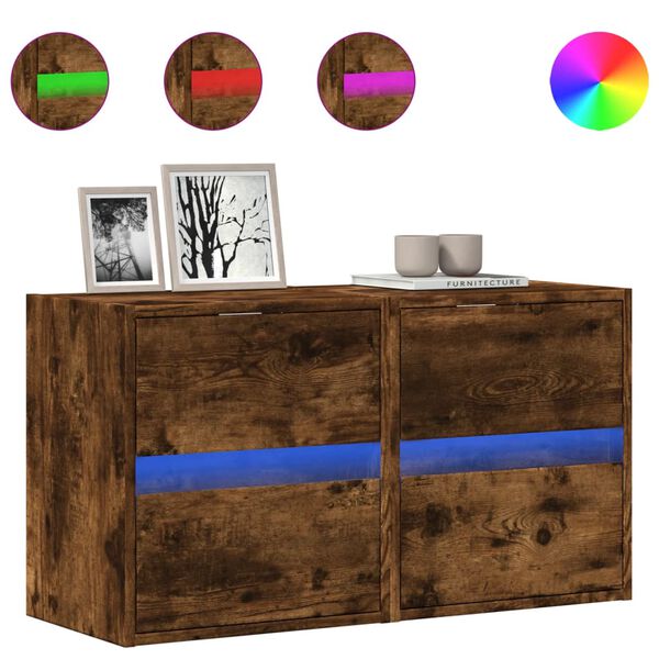 vidaXL Tv-wandmeubels met LED 2 st 41x31x45 cm gerookt eikenkleurig