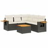 vidaXL 6-delige Loungeset met kussens poly rattan zwart