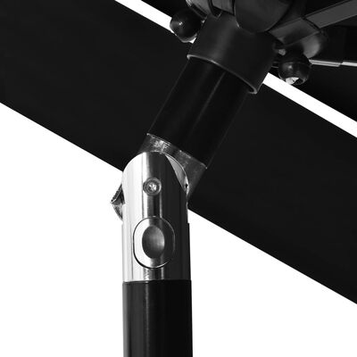 vidaXL Parasol 3-laags met aluminium paal 2,5 m zwart